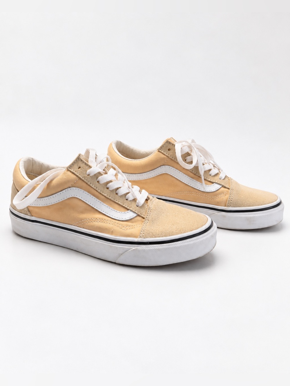 Vans Old Skool Low-Top Sneakers in Pale Yellow and White